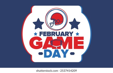 Game Day. American football playoff. Football Party in United States. Final game of regular season. Professional team championship. Ball for american football. Sport poster design. Vector illustration