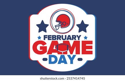 Game Day. American football playoff. Football Party in United States. Final game of regular season. Professional team championship. Ball for american football. Sport poster design. Vector illustration