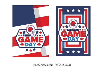 Game Day. American football playoff. Football Party in United States. Final game of regular season. Professional team championship. Ball for american football. Sport poster design. Vector illustration