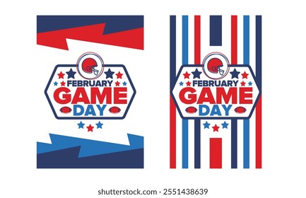 Game Day. American football playoff. Football Party in United States. Final game of regular season. Professional team championship. Ball for american football. Sport poster design. Vector illustration