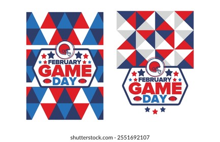 Game Day. American football playoff. Football Party in United States. Final game of regular season. Professional team championship. Ball for american football. Sport poster design. Vector illustration