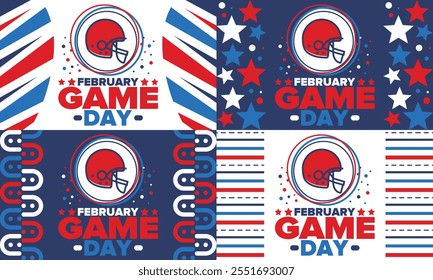 Game Day. American football playoff. Football Party in United States. Final game of regular season. Professional team championship. Ball for american football. Sport poster design. Vector illustration