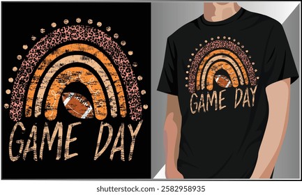 Game day American football t-shirt Design, Baseball shirt, Softball mom life, Sport lover design, Sportswear apparel, American football t-shirt, Vintage football game day rainbow design.