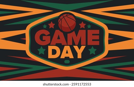 Game Day. Basketball playoff in March. Sport party in United States. Final games of season tournament. Professional team championship. Ball for basketball. Sport poster. Vector