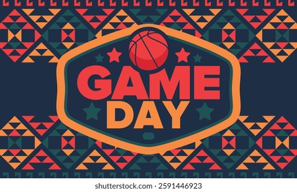 Game Day. Basketball playoff in March. Sport party in United States. Final games of season tournament. Professional team championship. Ball for basketball. Sport poster. Vector