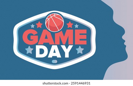 Game Day. Basketball playoff in March. Sport party in United States. Final games of season tournament. Professional team championship. Ball for basketball. Sport poster. Vector