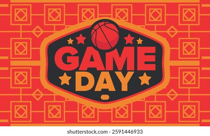 Game Day. Basketball playoff in March. Sport party in United States. Final games of season tournament. Professional team championship. Ball for basketball. Sport poster. Vector