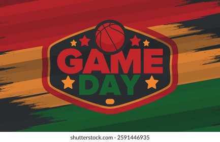 Game Day. Basketball playoff in March. Sport party in United States. Final games of season tournament. Professional team championship. Ball for basketball. Sport poster. Vector