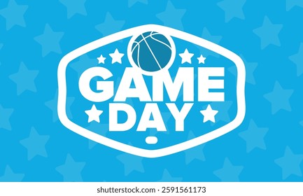 Game Day. Basketball playoff in March. Sport party in United States. Final games of season tournament. Professional team championship. Ball for basketball. Sport poster. Vector