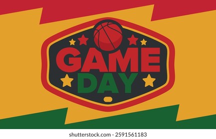 Game Day. Basketball playoff in March. Sport party in United States. Final games of season tournament. Professional team championship. Ball for basketball. Sport poster. Vector