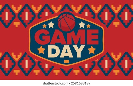 Game Day. Basketball playoff in March. Sport party in United States. Final games of season tournament. Professional team championship. Ball for basketball. Sport poster. Vector