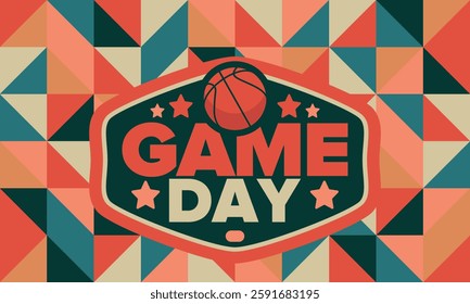 Game Day. Basketball playoff in March. Sport party in United States. Final games of season tournament. Professional team championship. Ball for basketball. Sport poster. Vector