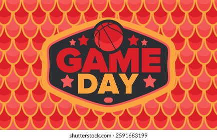 Game Day. Basketball playoff in March. Sport party in United States. Final games of season tournament. Professional team championship. Ball for basketball. Sport poster. Vector