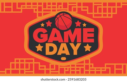 Game Day. Basketball playoff in March. Sport party in United States. Final games of season tournament. Professional team championship. Ball for basketball. Sport poster. Vector