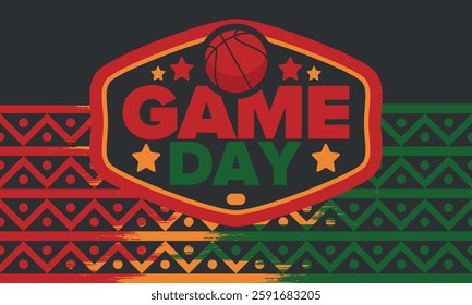 Game Day. Basketball playoff in March. Sport party in United States. Final games of season tournament. Professional team championship. Ball for basketball. Sport poster. Vector