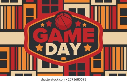 Game Day. Basketball playoff in March. Sport party in United States. Final games of season tournament. Professional team championship. Ball for basketball. Sport poster. Vector