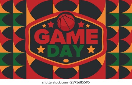 Game Day. Basketball playoff in March. Sport party in United States. Final games of season tournament. Professional team championship. Ball for basketball. Sport poster. Vector