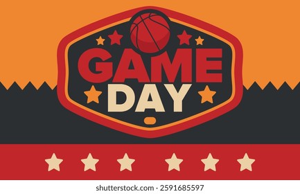 Game Day. Basketball playoff in March. Sport party in United States. Final games of season tournament. Professional team championship. Ball for basketball. Sport poster. Vector