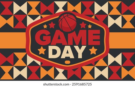 Game Day. Basketball playoff in March. Sport party in United States. Final games of season tournament. Professional team championship. Ball for basketball. Sport poster. Vector
