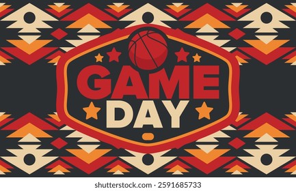 Game Day. Basketball playoff in March. Sport party in United States. Final games of season tournament. Professional team championship. Ball for basketball. Sport poster. Vector