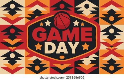 Game Day. Basketball playoff in March. Sport party in United States. Final games of season tournament. Professional team championship. Ball for basketball. Sport poster. Vector