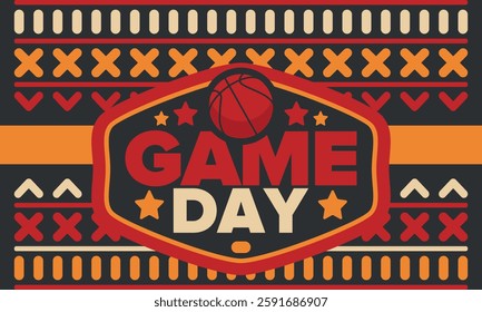 Game Day. Basketball playoff in March. Sport party in United States. Final games of season tournament. Professional team championship. Ball for basketball. Sport poster. Vector