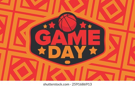 Game Day. Basketball playoff in March. Sport party in United States. Final games of season tournament. Professional team championship. Ball for basketball. Sport poster. Vector