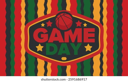 Game Day. Basketball playoff in March. Sport party in United States. Final games of season tournament. Professional team championship. Ball for basketball. Sport poster. Vector