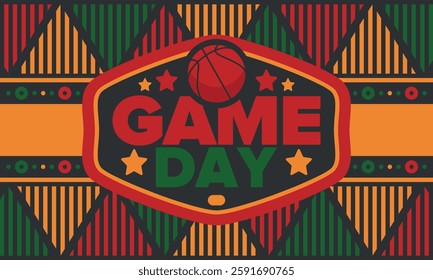 Game Day. Basketball playoff in March. Sport party in United States. Final games of season tournament. Professional team championship. Ball for basketball. Sport poster. Vector