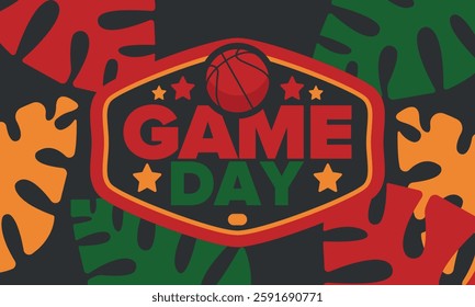 Game Day. Basketball playoff in March. Sport party in United States. Final games of season tournament. Professional team championship. Ball for basketball. Sport poster. Vector