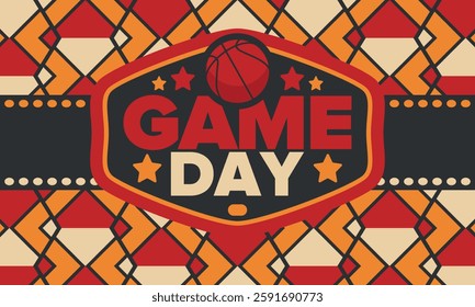 Game Day. Basketball playoff in March. Sport party in United States. Final games of season tournament. Professional team championship. Ball for basketball. Sport poster. Vector