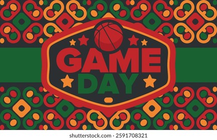 Game Day. Basketball playoff in March. Sport party in United States. Final games of season tournament. Professional team championship. Ball for basketball. Sport poster. Vector