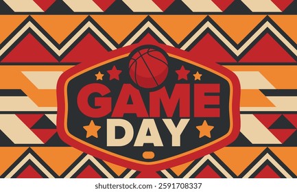 Game Day. Basketball playoff in March. Sport party in United States. Final games of season tournament. Professional team championship. Ball for basketball. Sport poster. Vector