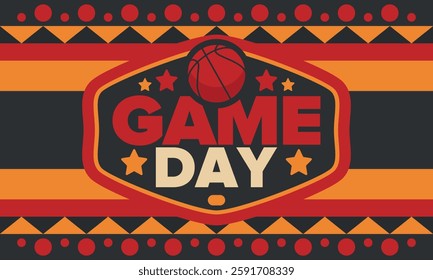 Game Day. Basketball playoff in March. Sport party in United States. Final games of season tournament. Professional team championship. Ball for basketball. Sport poster. Vector