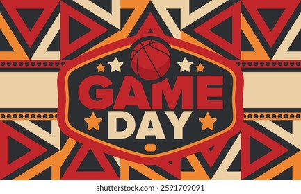 Game Day. Basketball playoff in March. Sport party in United States. Final games of season tournament. Professional team championship. Ball for basketball. Sport poster. Vector