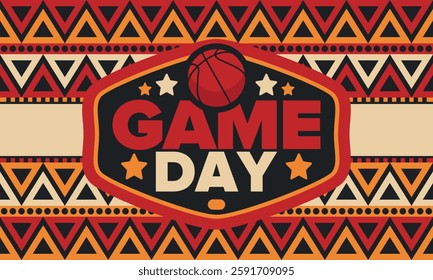 Game Day. Basketball playoff in March. Sport party in United States. Final games of season tournament. Professional team championship. Ball for basketball. Sport poster. Vector