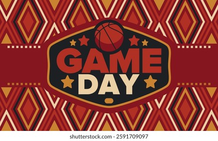 Game Day. Basketball playoff in March. Sport party in United States. Final games of season tournament. Professional team championship. Ball for basketball. Sport poster. Vector