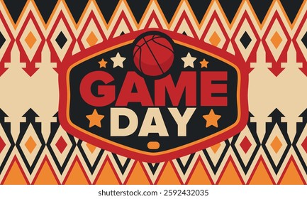 Game Day. Basketball playoff in March. Sport party in United States. Final games of season tournament. Professional team championship. Ball for basketball. Sport poster. Vector