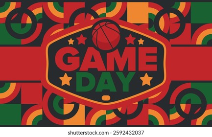 Game Day. Basketball playoff in March. Sport party in United States. Final games of season tournament. Professional team championship. Ball for basketball. Sport poster. Vector