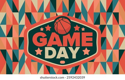 Game Day. Basketball playoff in March. Sport party in United States. Final games of season tournament. Professional team championship. Ball for basketball. Sport poster. Vector