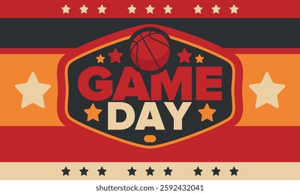 Game Day. Basketball playoff in March. Sport party in United States. Final games of season tournament. Professional team championship. Ball for basketball. Sport poster. Vector