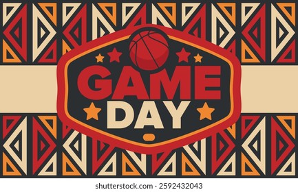 Game Day. Basketball playoff in March. Sport party in United States. Final games of season tournament. Professional team championship. Ball for basketball. Sport poster. Vector