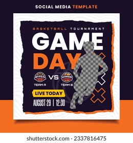 Game Day Basketball Sports Tournament Banner Template with Logo for Social Media