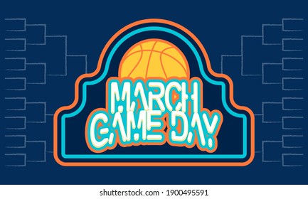 Game Day basketball tournament in March. Basketball playoff. Played each spring in the United States. Sport poster. Vector illustration EPS 10.