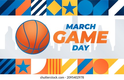 Game Day basketball tournament in March. Basketball playoff. Played each spring in the United States. Sport poster. Vector illustration EPS 10.