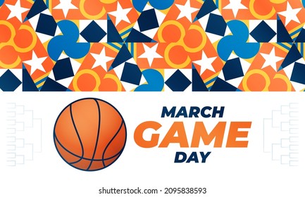 Game Day basketball tournament in March. Basketball playoff. Played each spring in the United States. Sport poster. Vector illustration EPS 10.