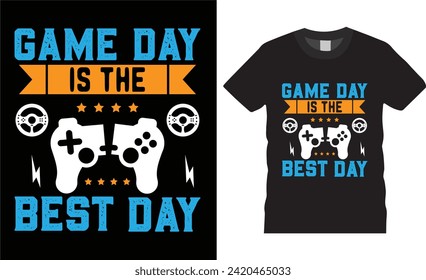 Game day is the best day, typography,template quotes  vector t-shirt design,Colorful best gaming t shirt desing,Stylish t-shirt and apparel design ready for print, poster, banner, mug, stickers, pod
