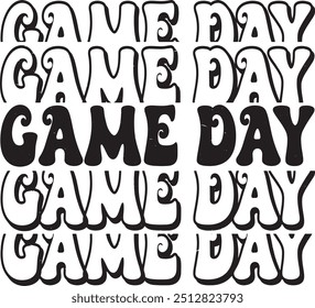 Game Day calligraphy. Hand drawn lettering phrase, Calligraphy t shirt design, Isolated on white background, Cutting File, EPS 10, Black and white