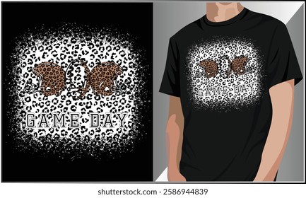 Game Day Design, Football Shirt Vector, Football Season, Sports T-Shirt, American Football Helmet T Shirt Design Vector, Football Leopard Print Design.