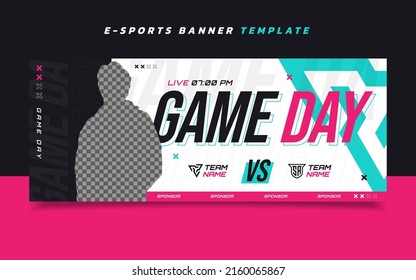 Plantilla de banner para juegos de Game Day Esports con logotipo para medios sociales